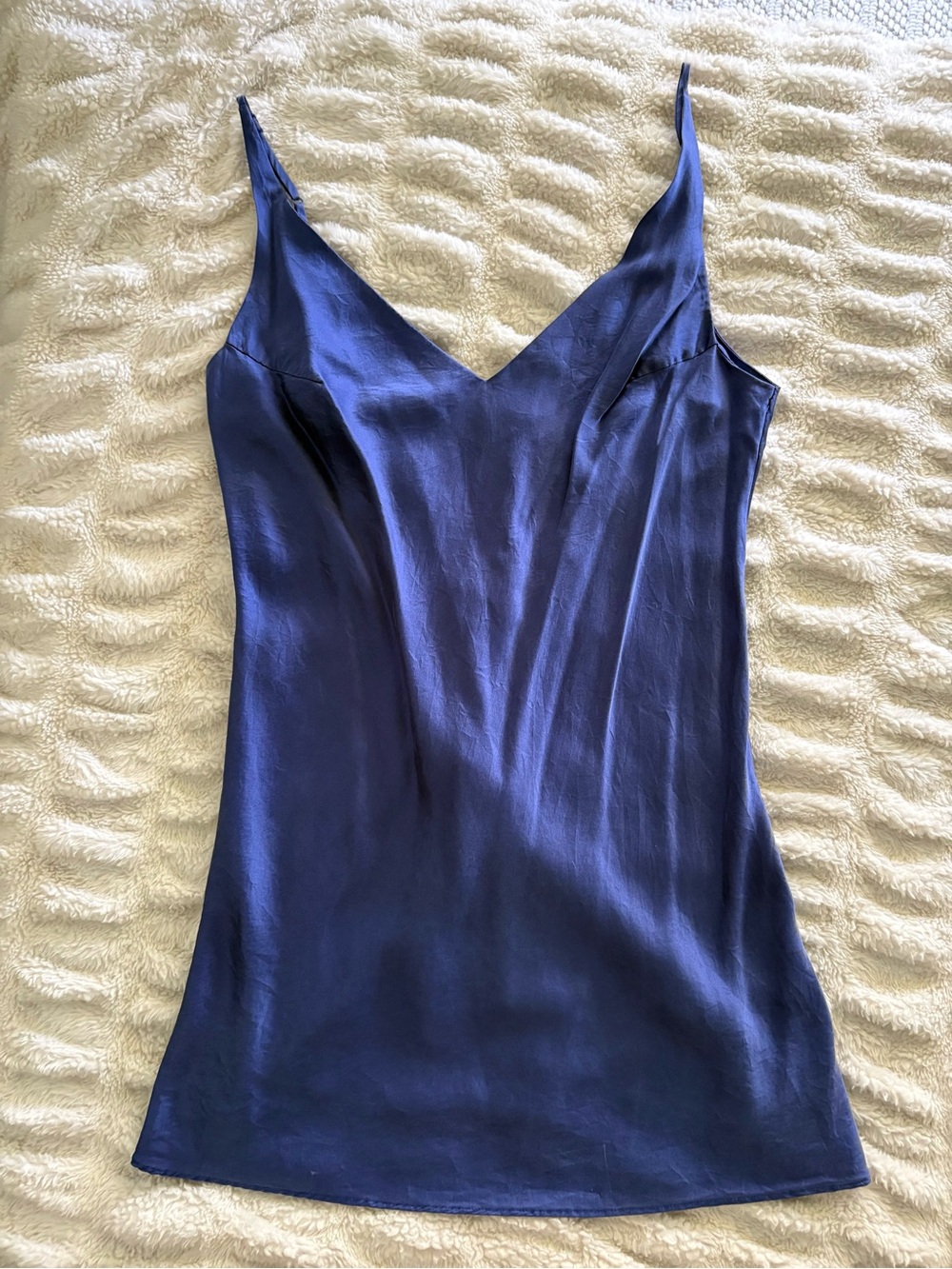vintage victorias secret blue silk chemise slip dress 100% silk